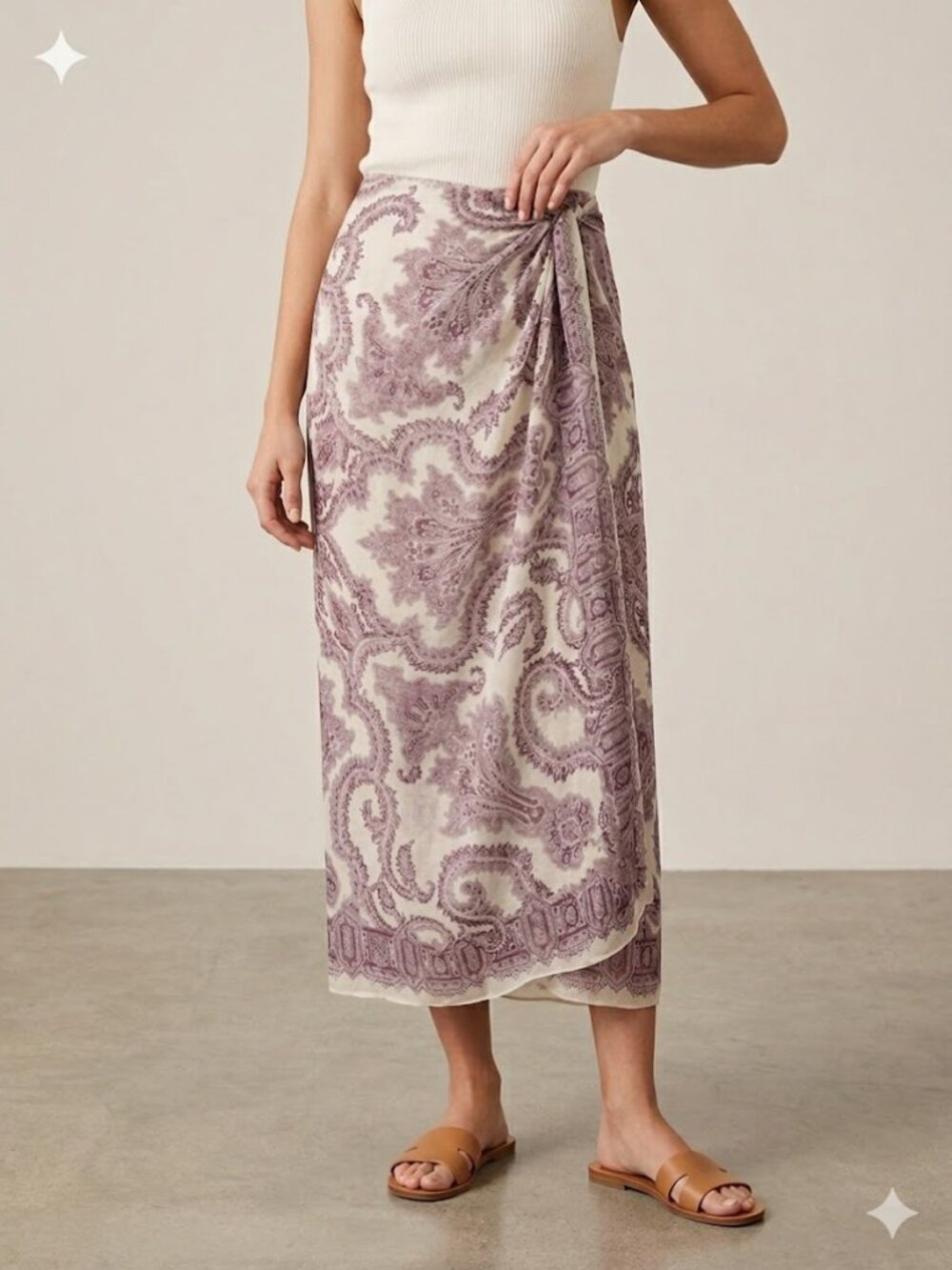 Emanuel by Emanuel Ungaro - Silk Paisley Print Midi Length Wrap Skirt - SZ8